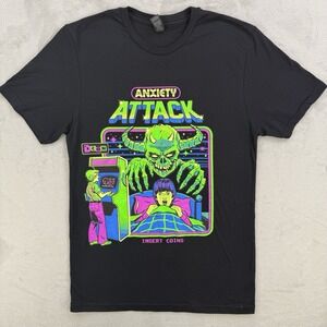 Anxiety Attack Shirt Mens T-shirt Neon Black Vintage‎ Gamer Graphic Tee XL NWOT